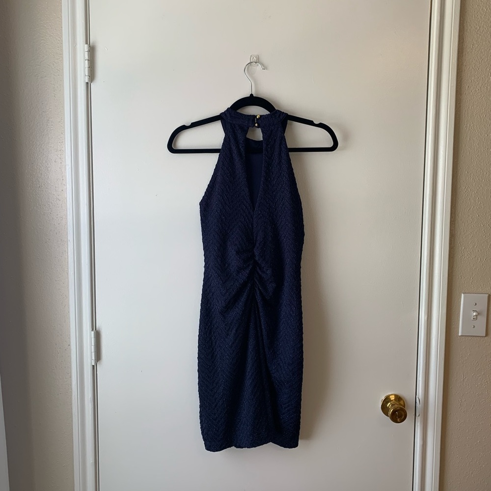 Dark blue bodycon cocktail/homecoming dress - Picture 3 of 4